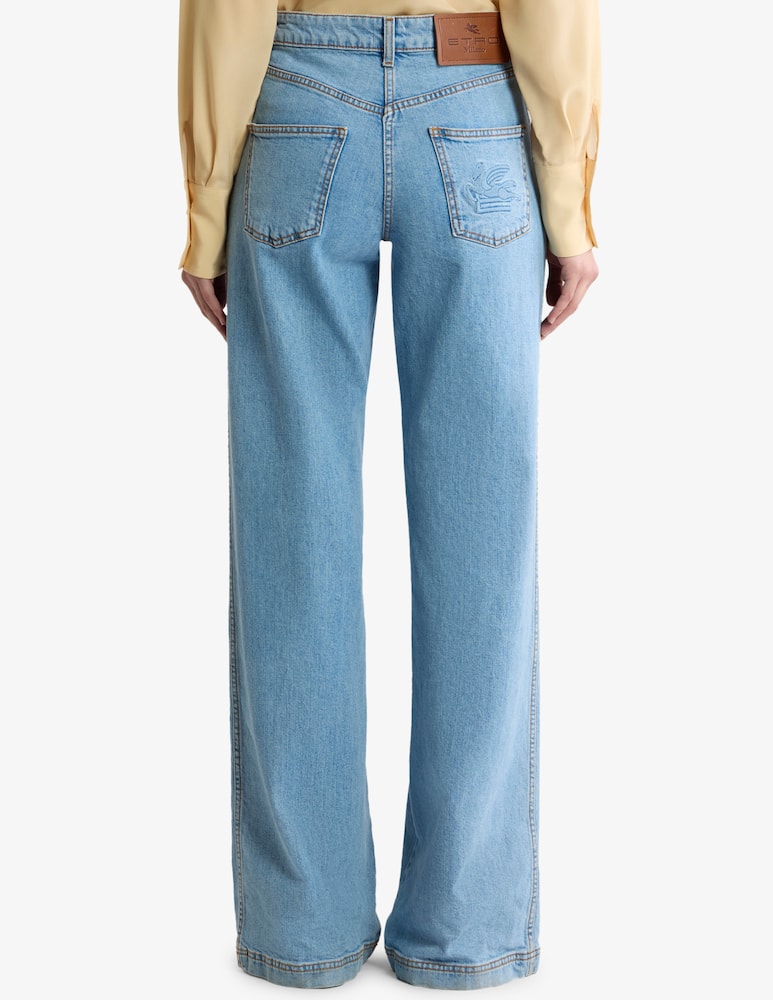 ETRO Jeans flare in denim di cotone stretch con logo ricamato - immagine 3