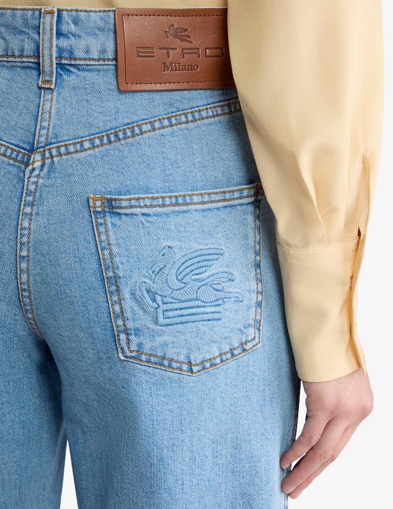 ETRO Jeans flare in denim di cotone stretch con logo ricamato - immagine 4
