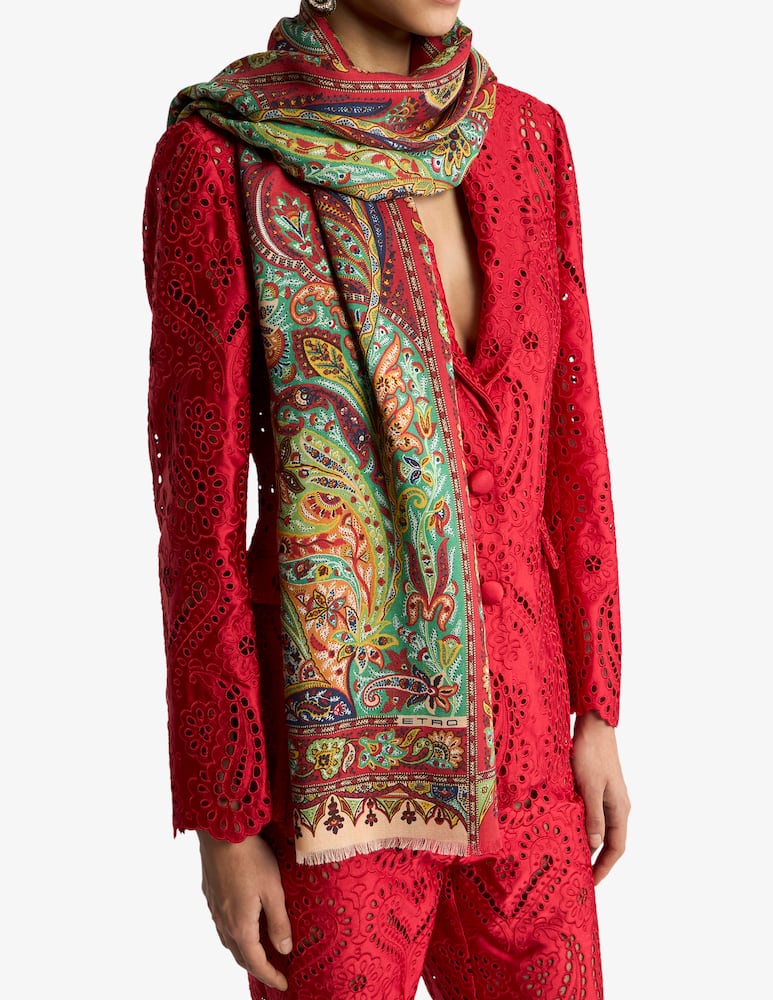 rinascente ETRO Sciarpa in cashmere, seta e lana con motivo paisley