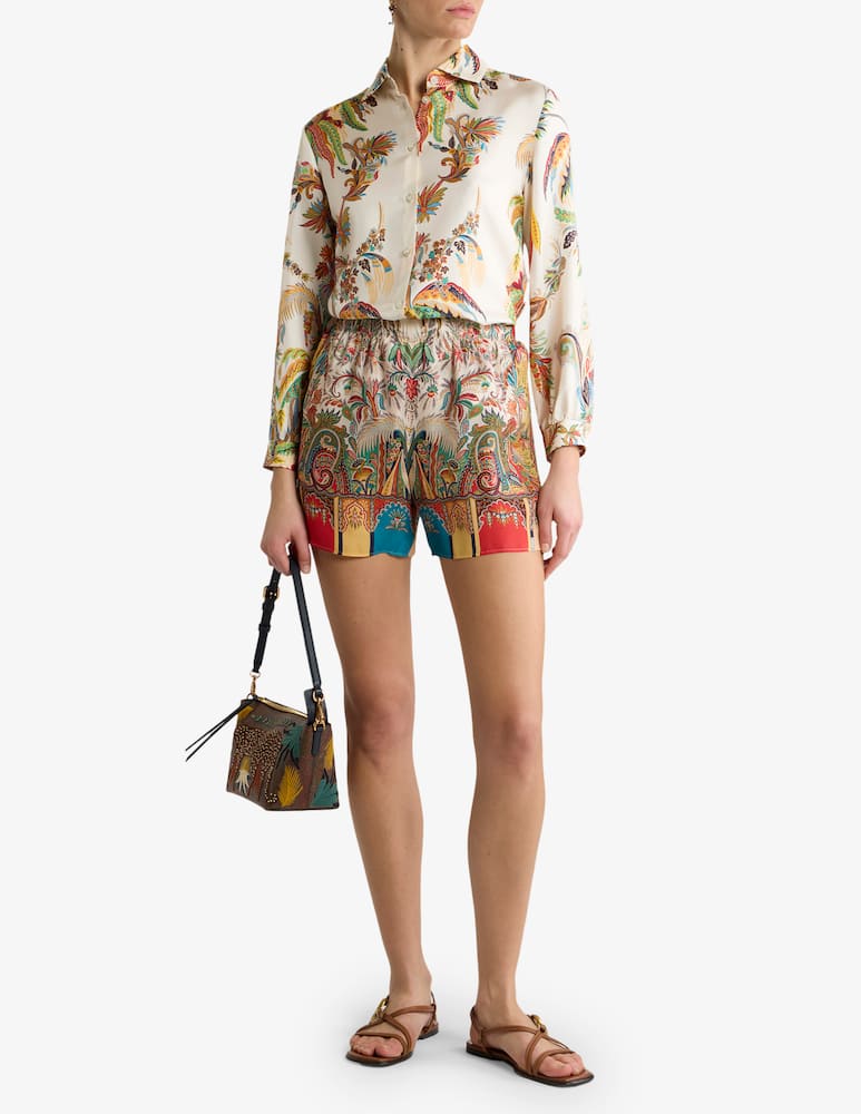rinascente ETRO Peau d'ange silk shorts with paisley foliage motif