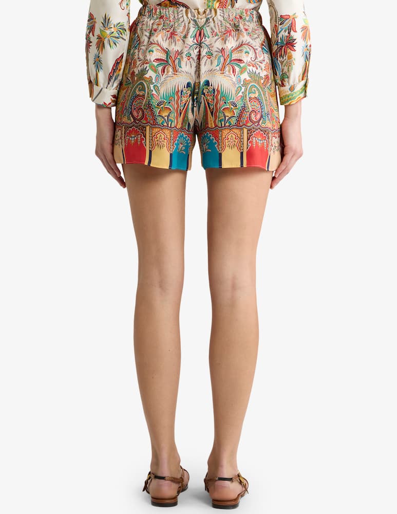 rinascente ETRO Peau d'ange silk shorts with paisley foliage motif