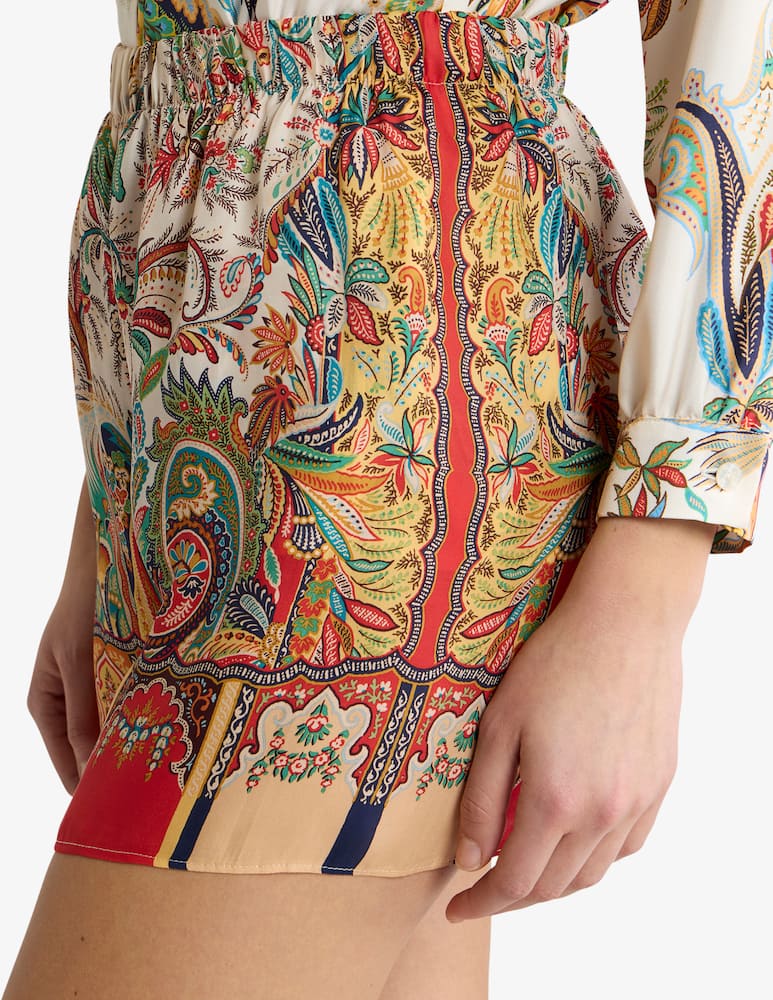 rinascente ETRO Peau d'ange silk shorts with paisley foliage motif