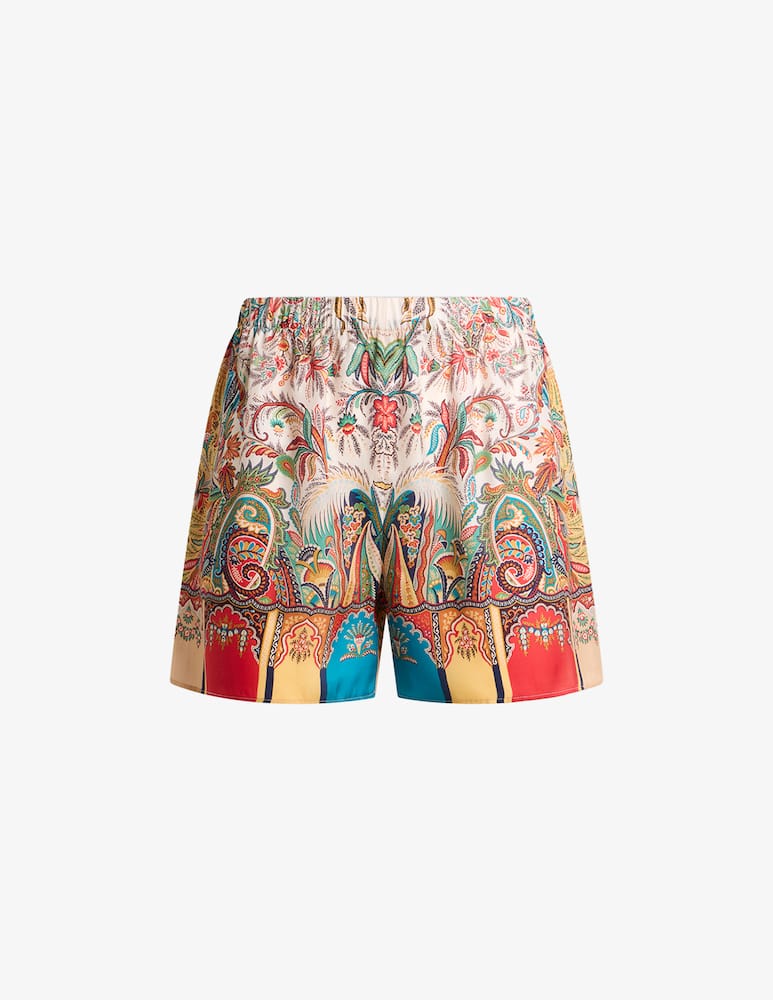 rinascente ETRO Peau d'ange silk shorts with paisley foliage motif