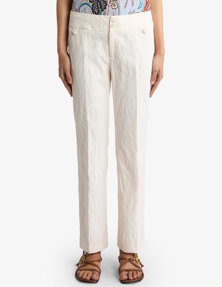 rinascente ETRO Pantaloni jacquard in misto cotone stretch con con pizzo rebrodé