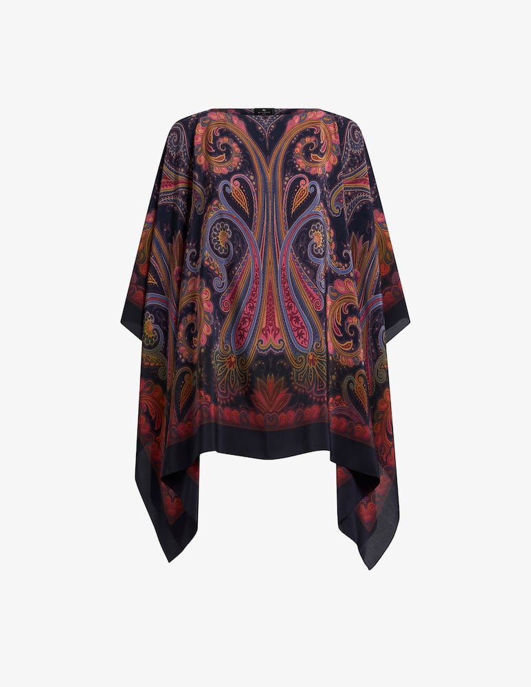 ETRO Silk poncho top with paisley dégradé motif - picture 1 ETRO Silk poncho top with paisley dégradé motif - picture 1