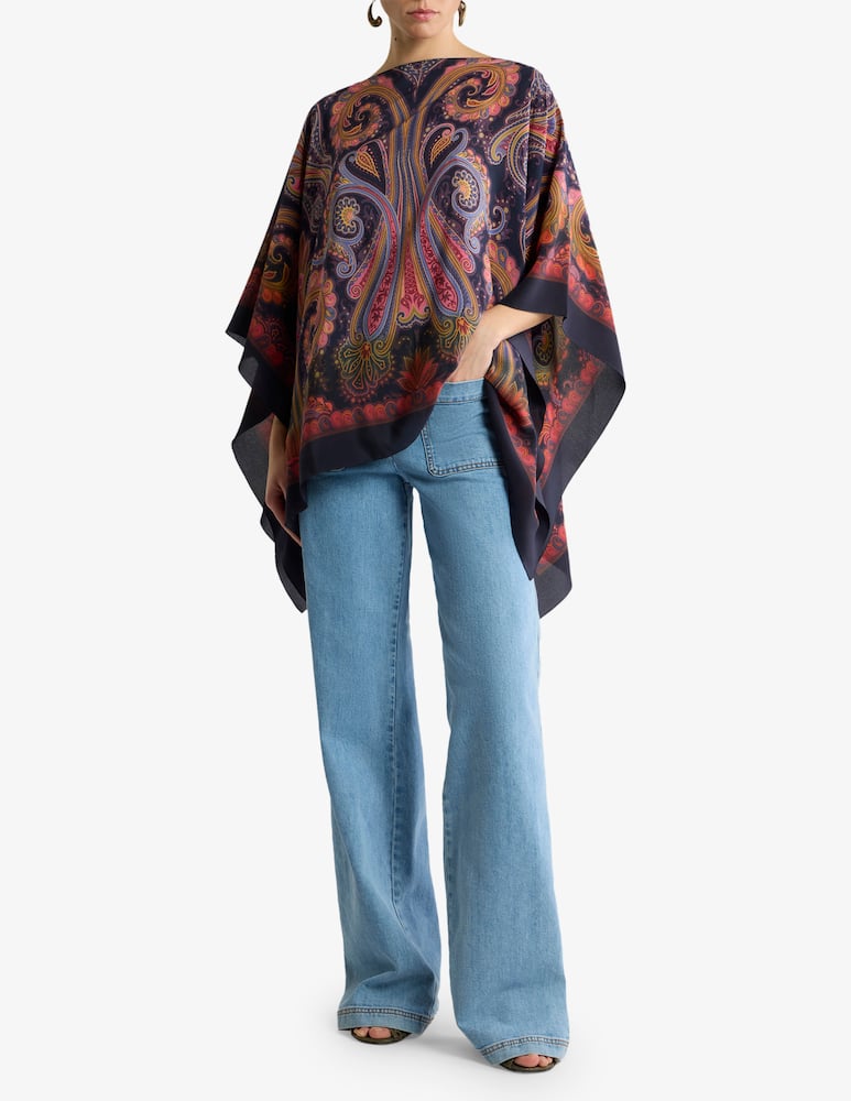 ETRO Silk poncho top with paisley dégradé motif - picture 2 ETRO Silk poncho top with paisley dégradé motif - picture 2