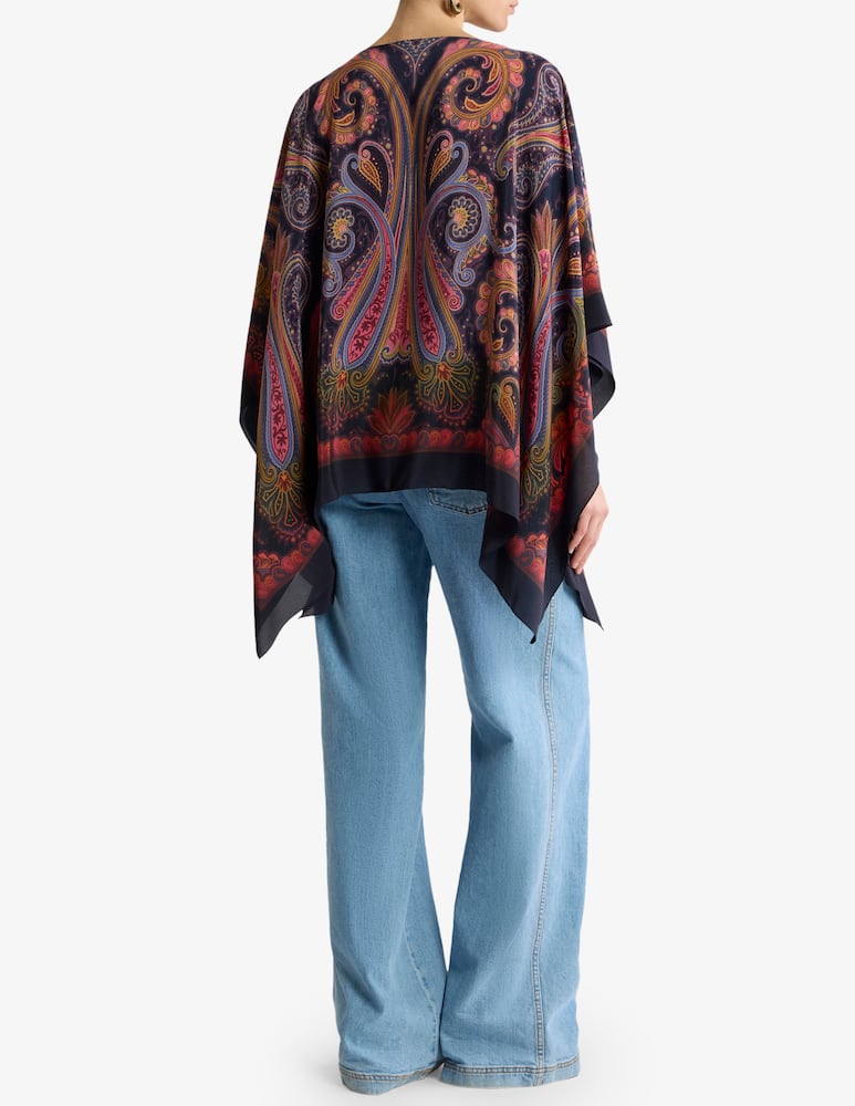 ETRO Silk poncho top with paisley dégradé motif - picture 3 ETRO Silk poncho top with paisley dégradé motif - picture 3