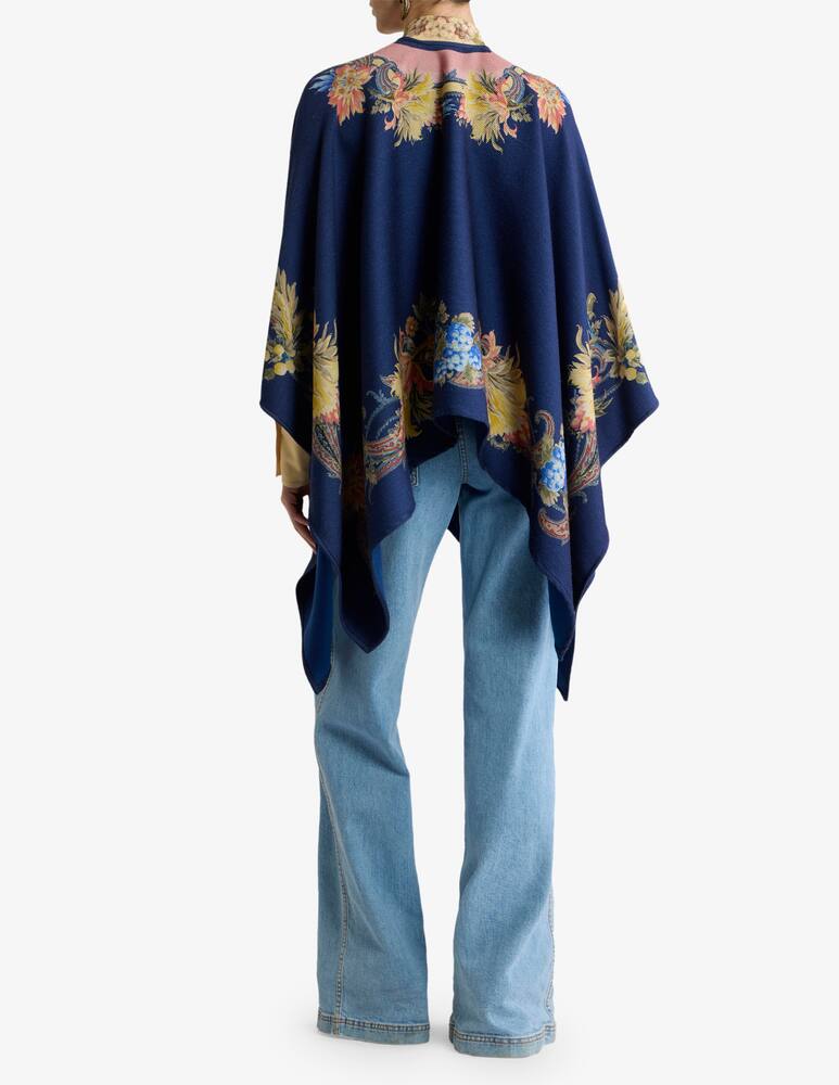 rinascente ETRO Wool cape with placed floral paisley print