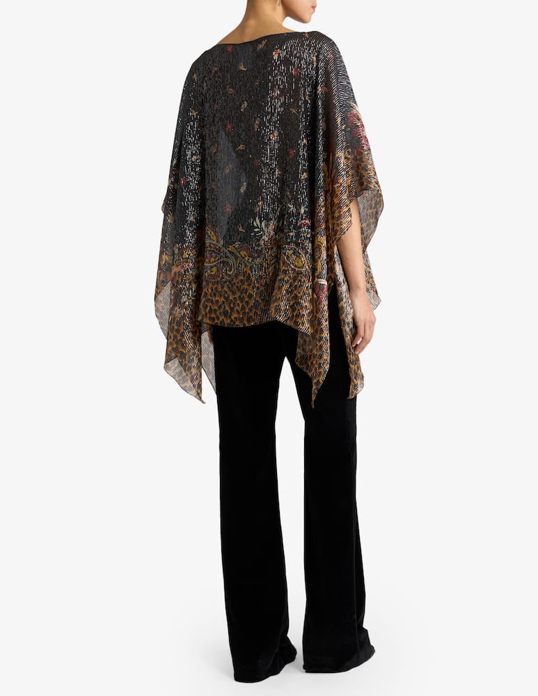 ETRO Silk poncho top with striped animal and floral paisley motif - picture 3 ETRO Silk poncho top with striped animal and floral paisley motif - picture 3