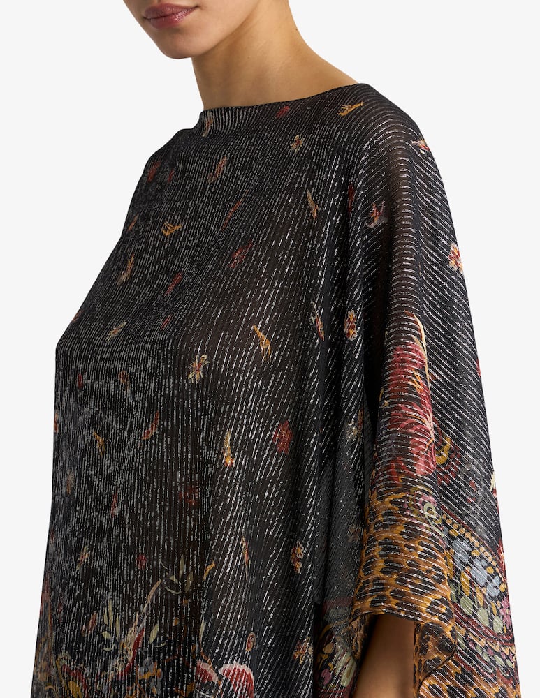 ETRO Silk poncho top with striped animal and floral paisley motif - picture 4 ETRO Silk poncho top with striped animal and floral paisley motif - picture 4