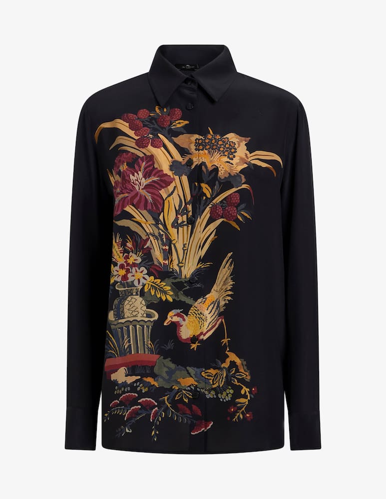 rinascente ETRO Silk shirt with placed front print