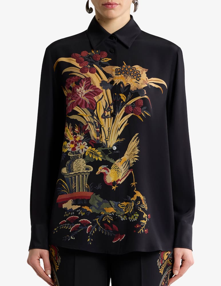 ETRO Silk shirt with placed front print - picture 2 ETRO Silk shirt with placed front print - picture 2