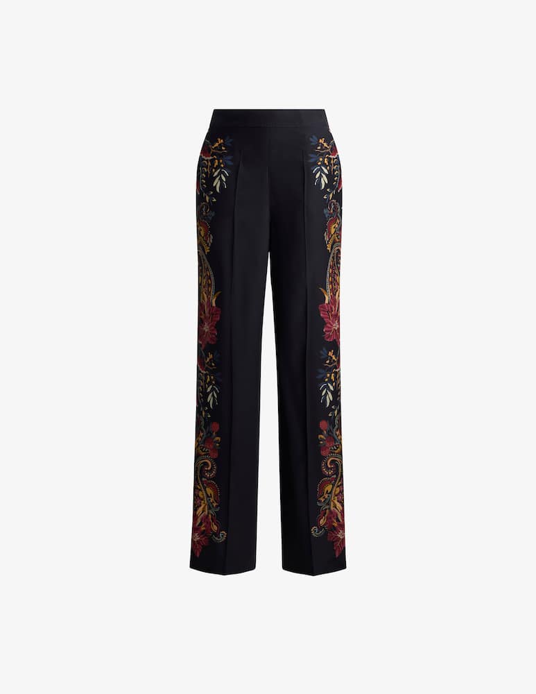 ETRO Silk trousers with placed floral paisley print - picture 1 ETRO Silk trousers with placed floral paisley print - picture 1