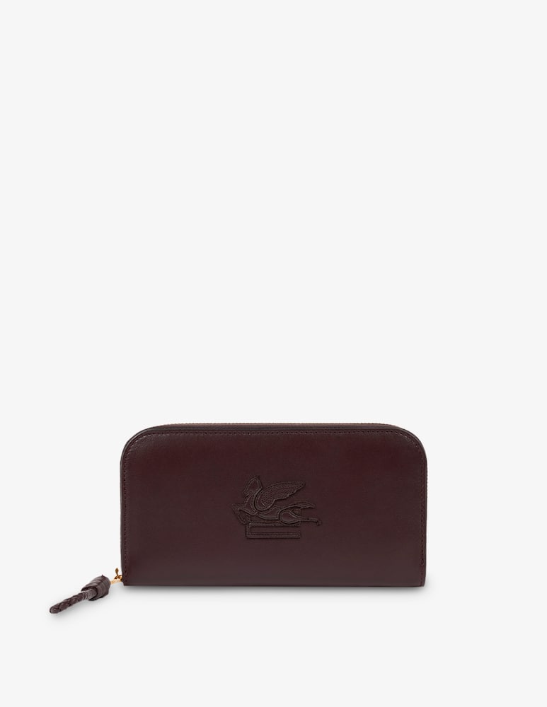 rinascente ETRO Portafoglio libra zip around in pelle con pegaso