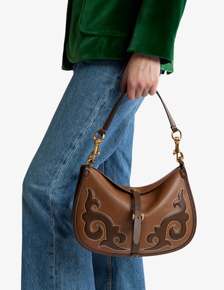 rinascente ETRO Medium leather pony bag with texan embroidery