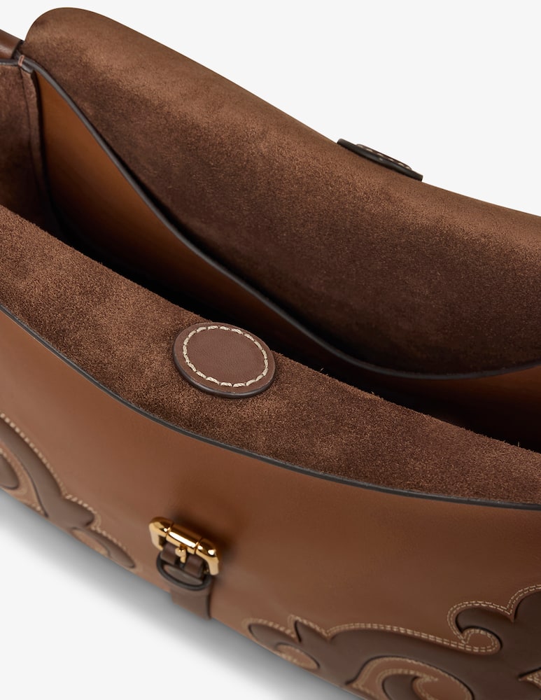 rinascente ETRO Medium leather pony bag with texan embroidery