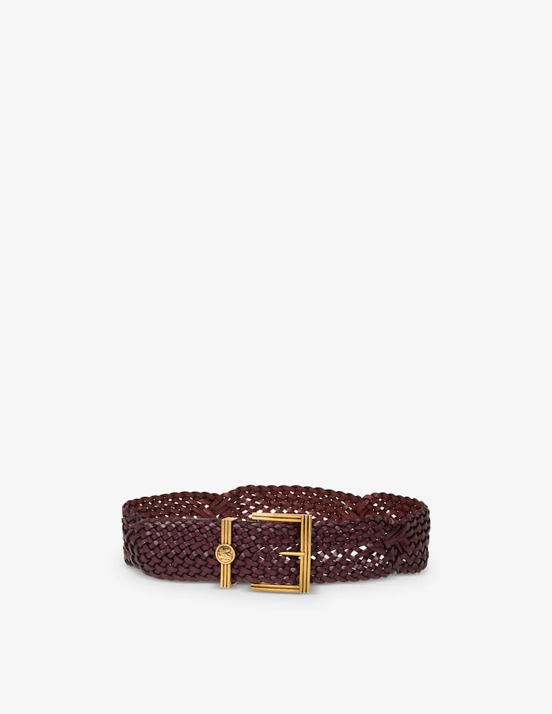 rinascente ETRO Cintura in pelle intrecciata con fibbia moneta