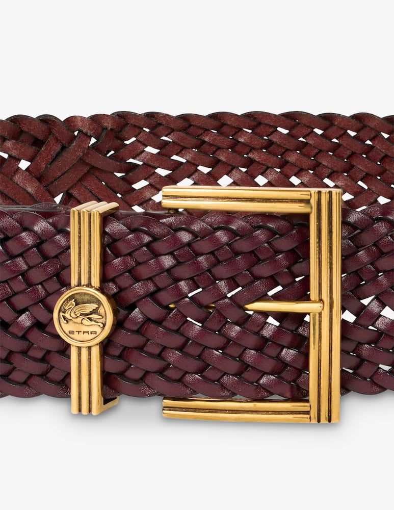 rinascente ETRO Cintura in pelle intrecciata con fibbia moneta