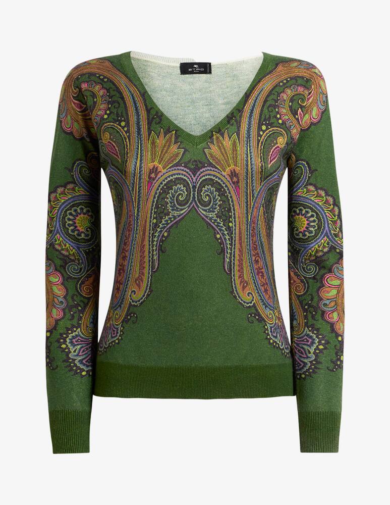 rinascente ETRO Maglia in seta e cashmere con scollo a v e stampa paisley piazzata