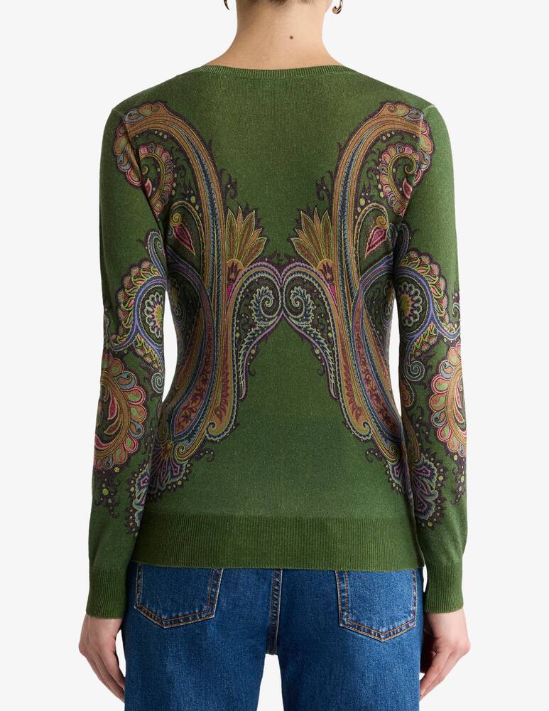 rinascente ETRO Maglia in seta e cashmere con scollo a v e stampa paisley piazzata