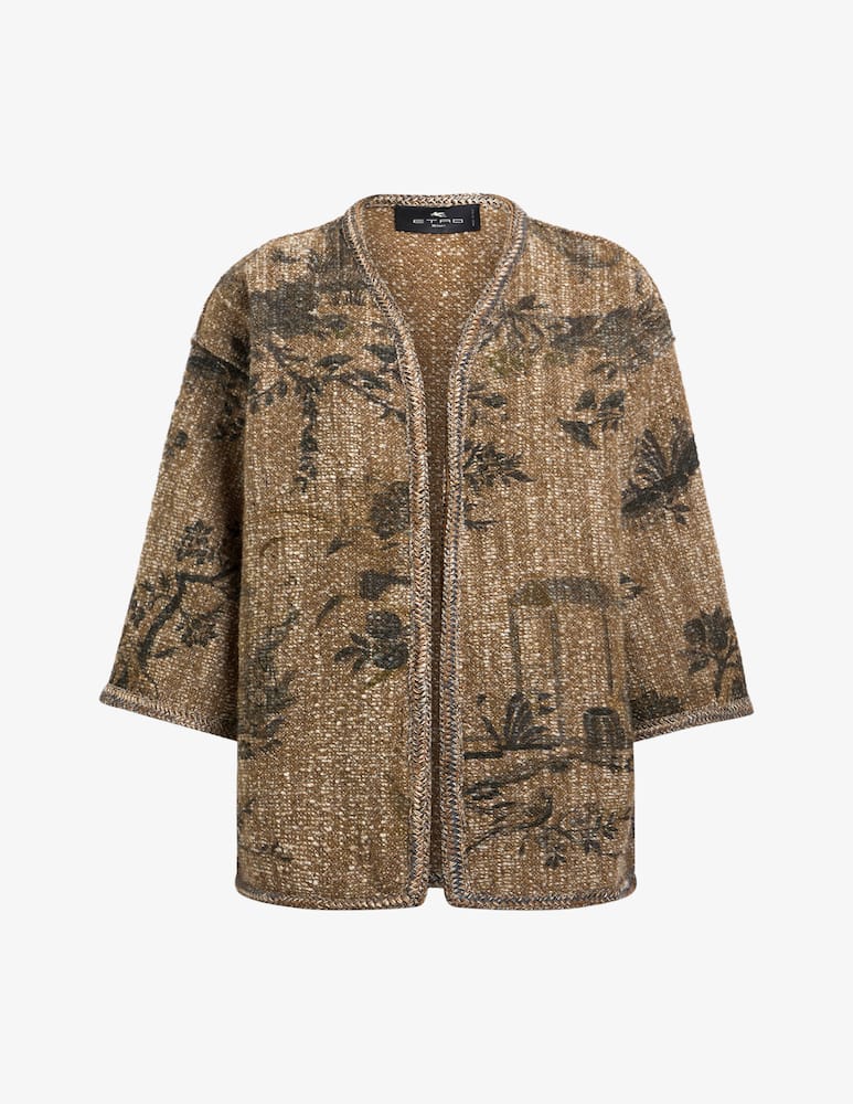 rinascente ETRO Bouclé kesa with flower and animal motif