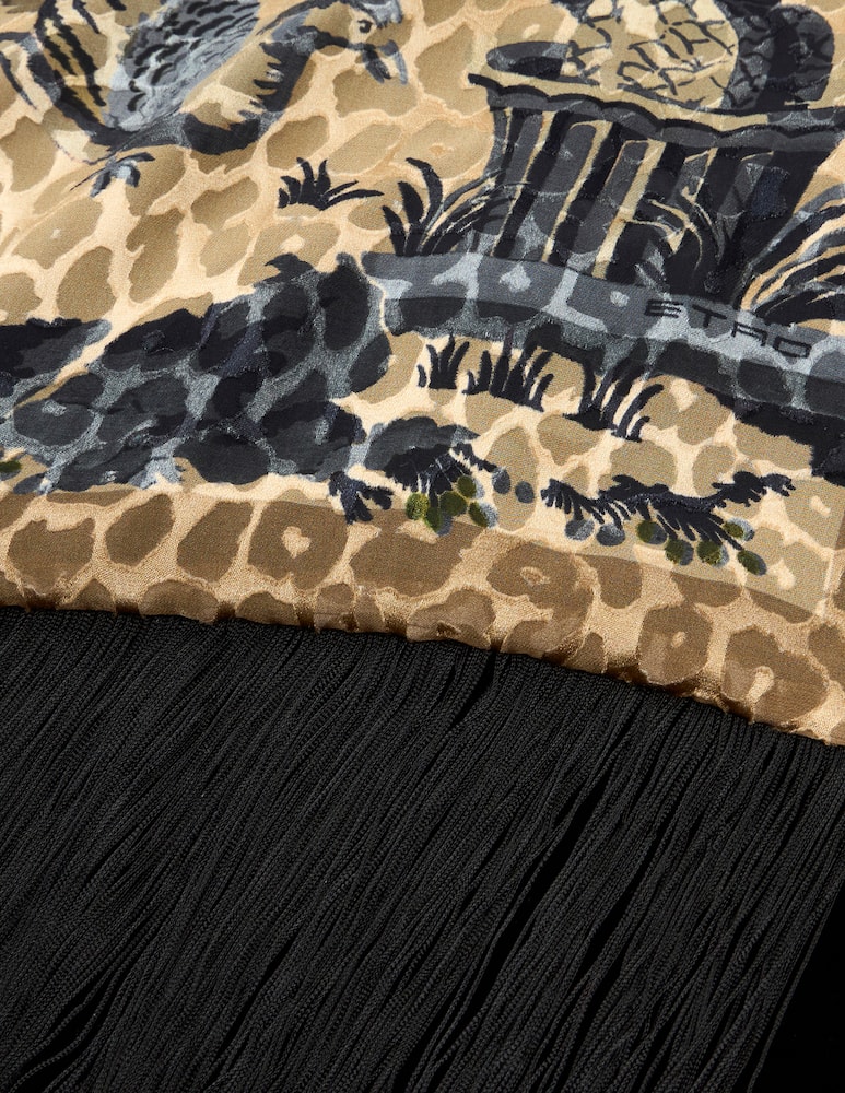 rinascente ETRO Silk-blend velvet scarf with leopard motif