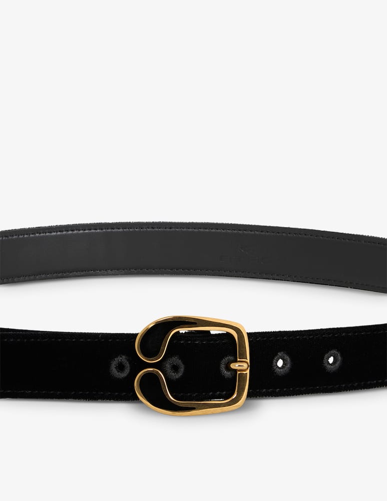 rinascente ETRO Velvet belt with enamelled paisley buckle