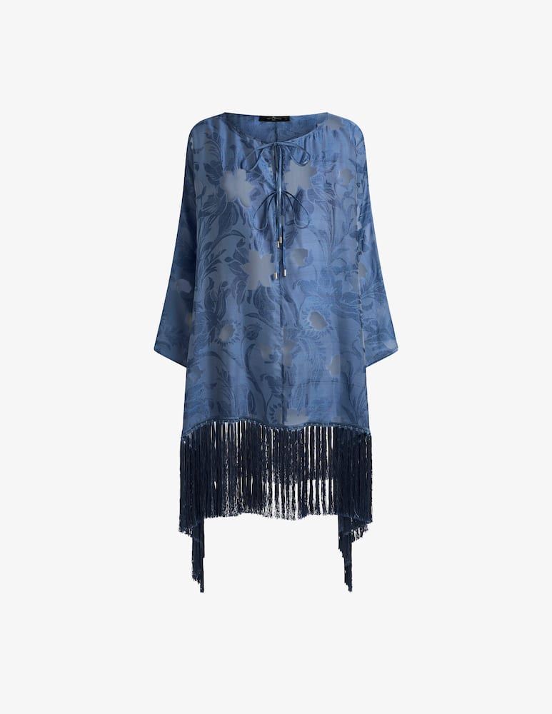 rinascente ETRO Caftano jacquard in seta con frange e motivo floreale