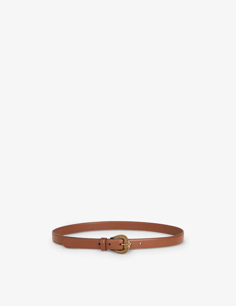rinascente ETRO Leather belt with paisley buckle