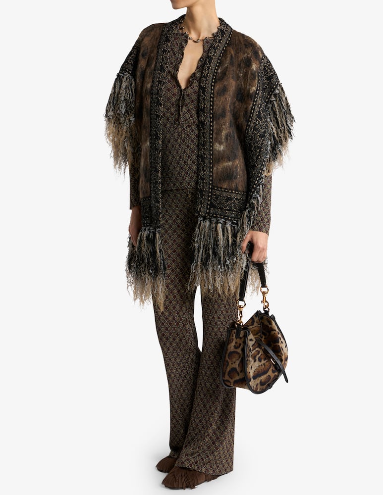 ETRO Ribbed henley-neck sweater with micro diamond motif - picture 2 ETRO Ribbed henley-neck sweater with micro diamond motif - picture 2