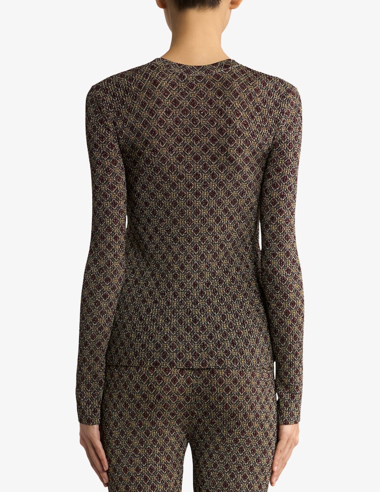 ETRO Ribbed henley-neck sweater with micro diamond motif - picture 3 ETRO Ribbed henley-neck sweater with micro diamond motif - picture 3