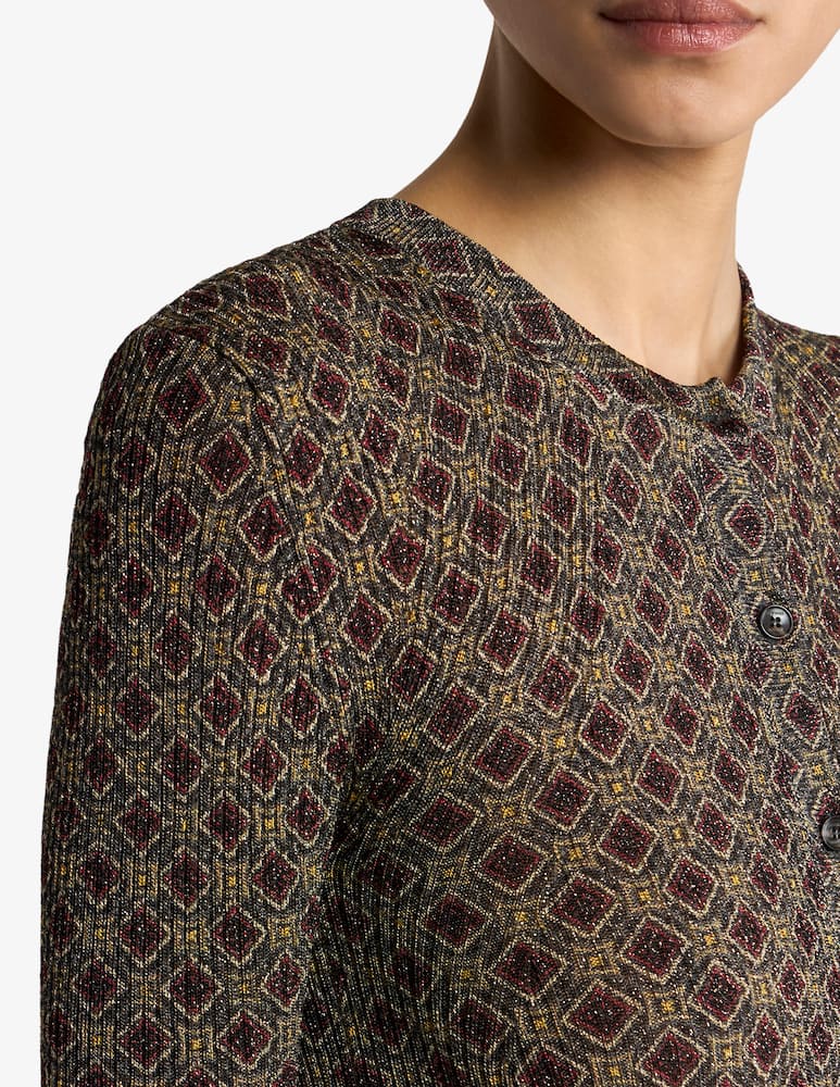 ETRO Ribbed henley-neck sweater with micro diamond motif - picture 4 ETRO Ribbed henley-neck sweater with micro diamond motif - picture 4
