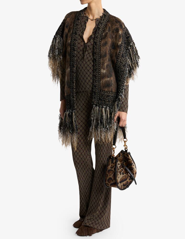 rinascente ETRO Fit-and-flare jacquard trousers with micro diamond motif