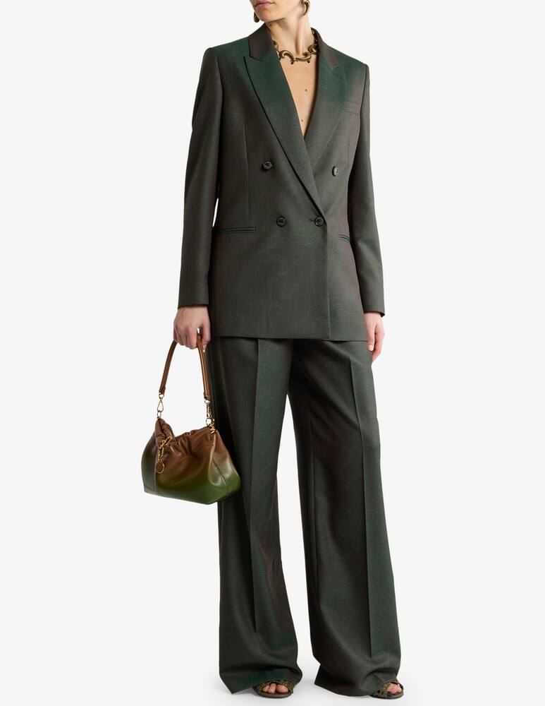 rinascente ETRO Wool jacquard trousers with pleats and paisley motif
