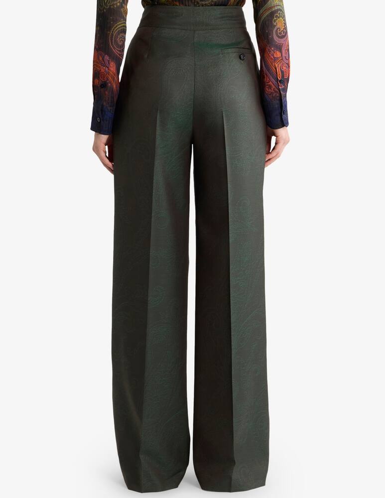 rinascente ETRO Wool jacquard trousers with pleats and paisley motif