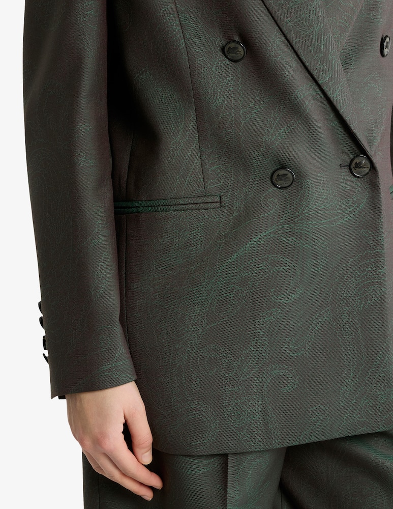 rinascente ETRO Double-breasted wool jacquard jacket with paisley motif