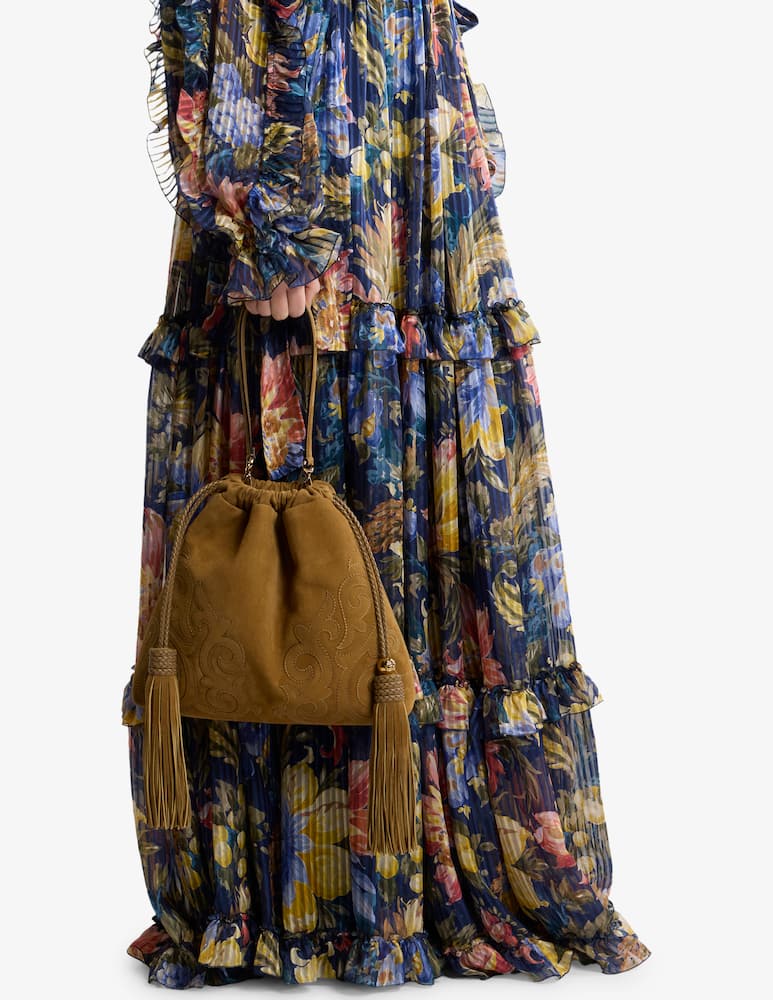 ETRO Medium suede kalispera bag with patch and tassels - picture 2 ETRO Medium suede kalispera bag with patch and tassels - picture 2