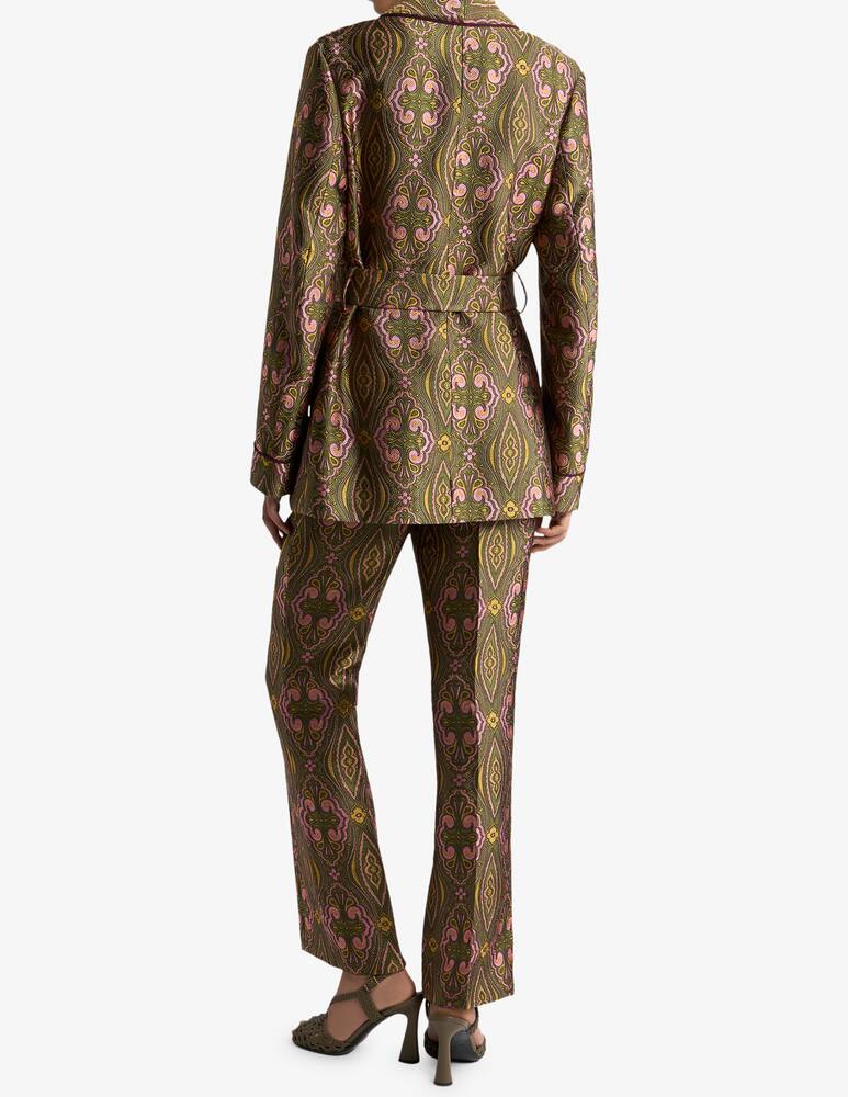 rinascente ETRO Jacquard jacket with belt and floral medallion motif