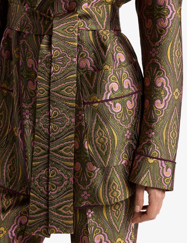 rinascente ETRO Jacquard jacket with belt and floral medallion motif