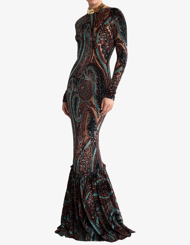 rinascente ETRO Long jacquard chenille dress with paisley motif