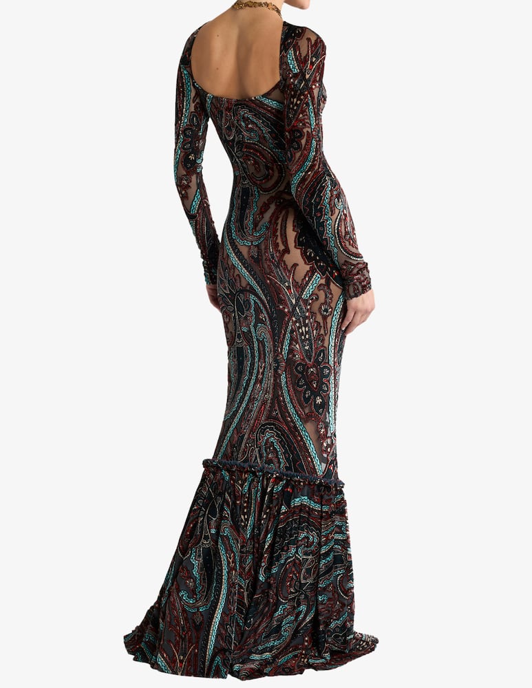 rinascente ETRO Long jacquard chenille dress with paisley motif