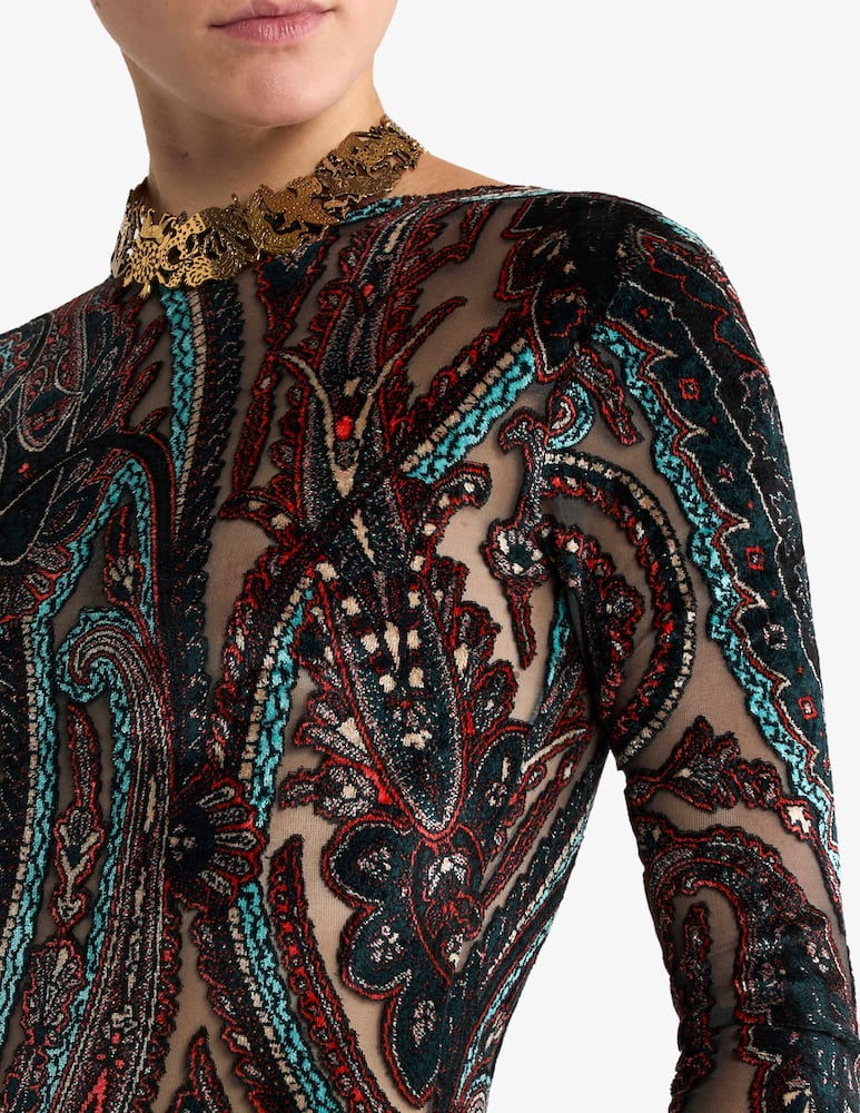 rinascente ETRO Long jacquard chenille dress with paisley motif