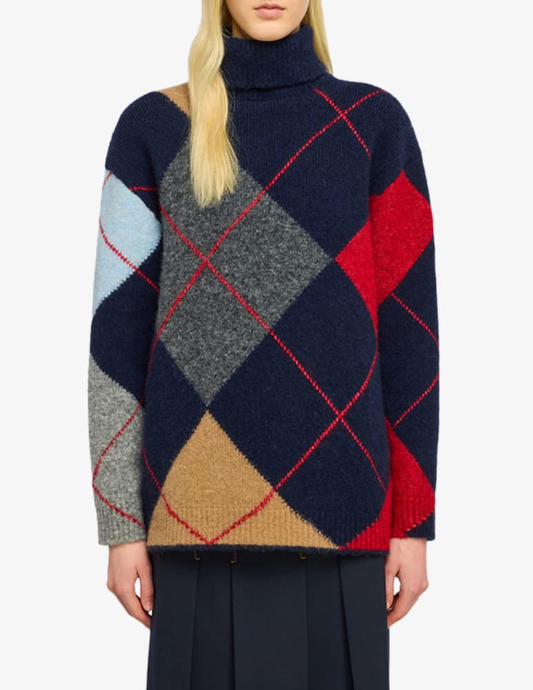 Semicouture Addy argyle turtleneck jumper - picture 1 Semicouture Addy argyle turtleneck jumper - picture 1