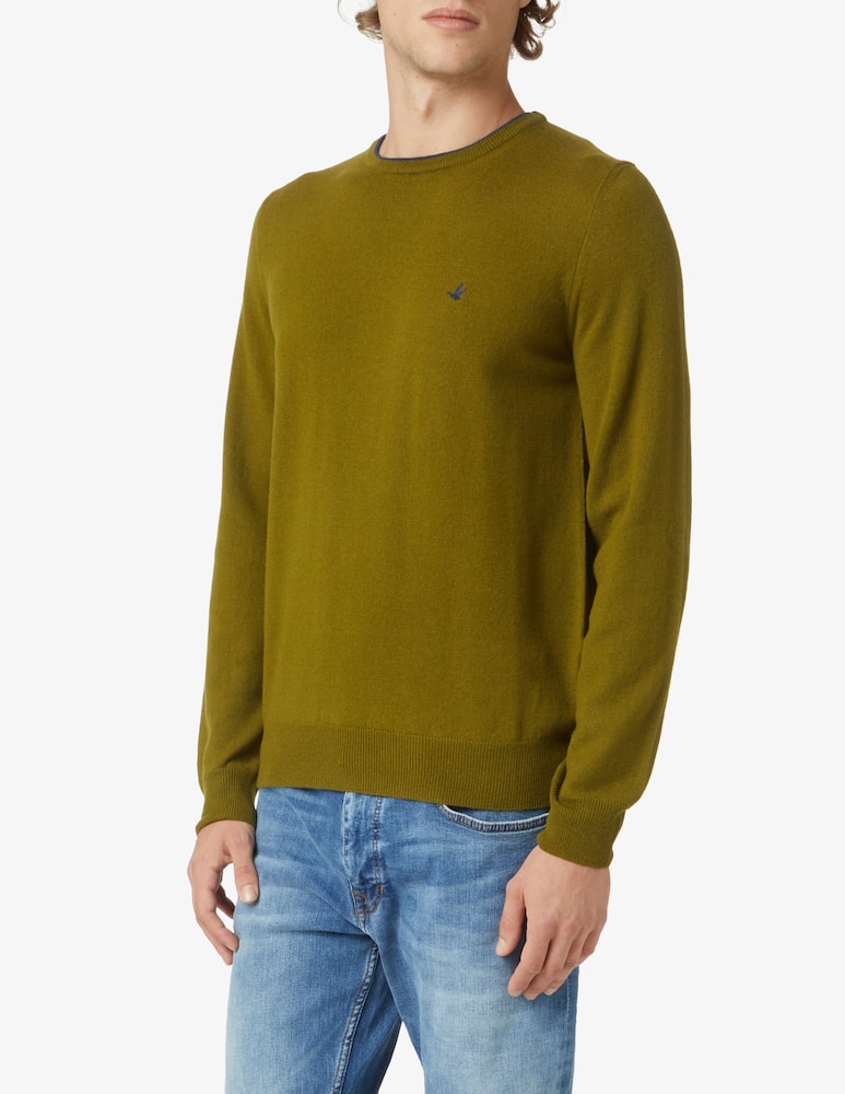 Brooksfield Maglia girocollo in lana - verde militare - immagine 1 Brooksfield Maglia girocollo in lana - verde militare - immagine 1