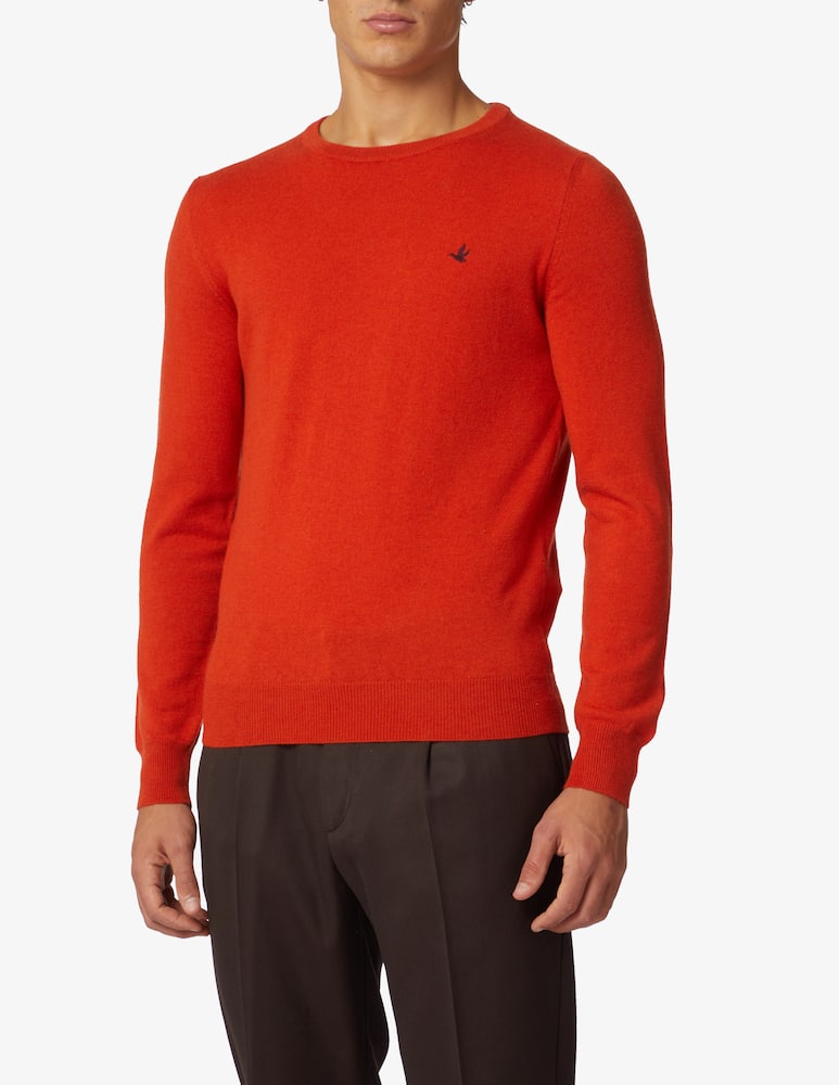 Brooksfield Crewneck jumper with patches - orange - picture 1 Brooksfield Crewneck jumper with patches - orange - picture 1