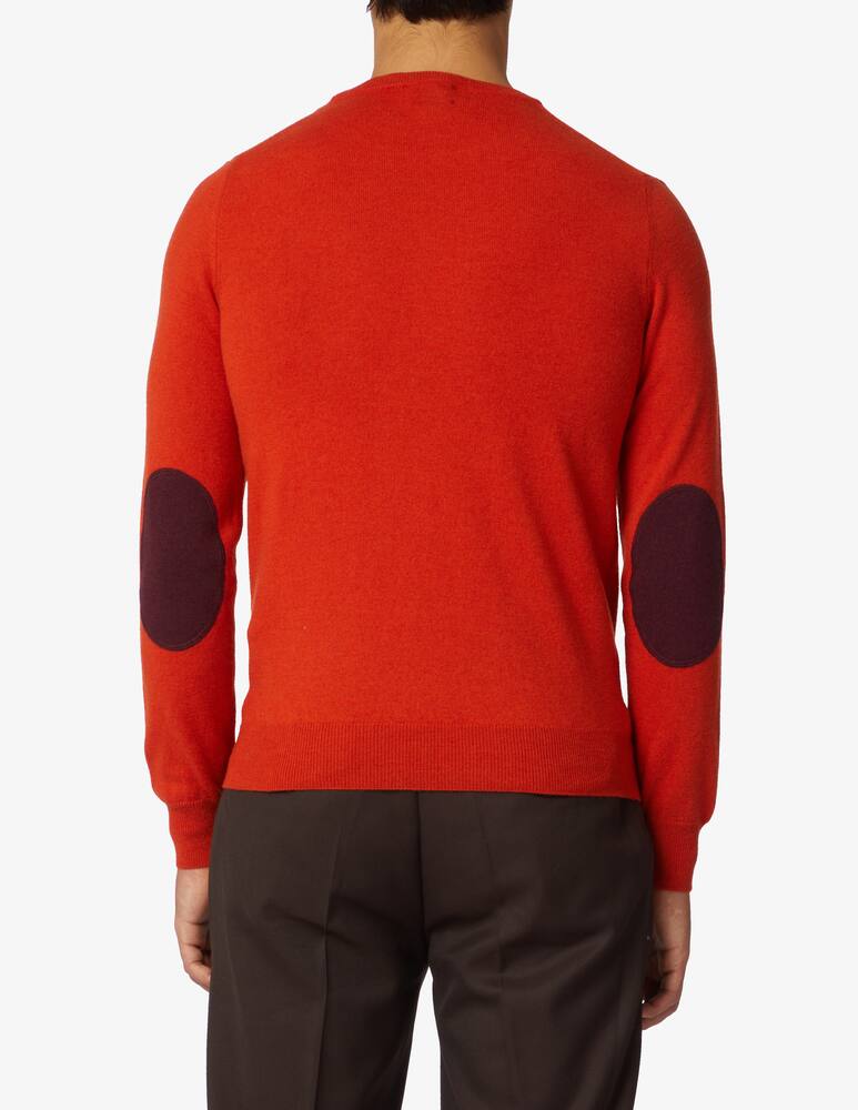 Brooksfield Crewneck jumper with patches - orange - picture 3 Brooksfield Crewneck jumper with patches - orange - picture 3