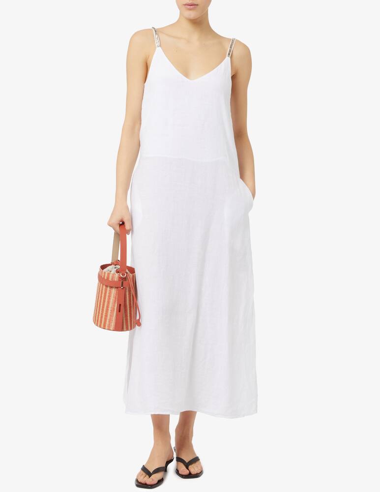 rinascente 120% Lino Abito lungo con spalline sottili swarovski