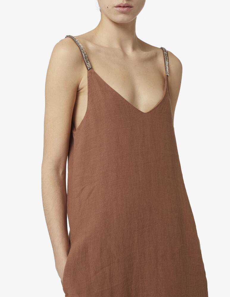 rinascente 120% Lino Abito lungo con spalline sottili swarovski