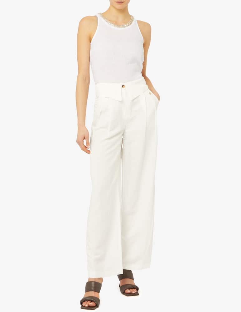 rinascente 120% Lino Top in lino con applicazione swarovski