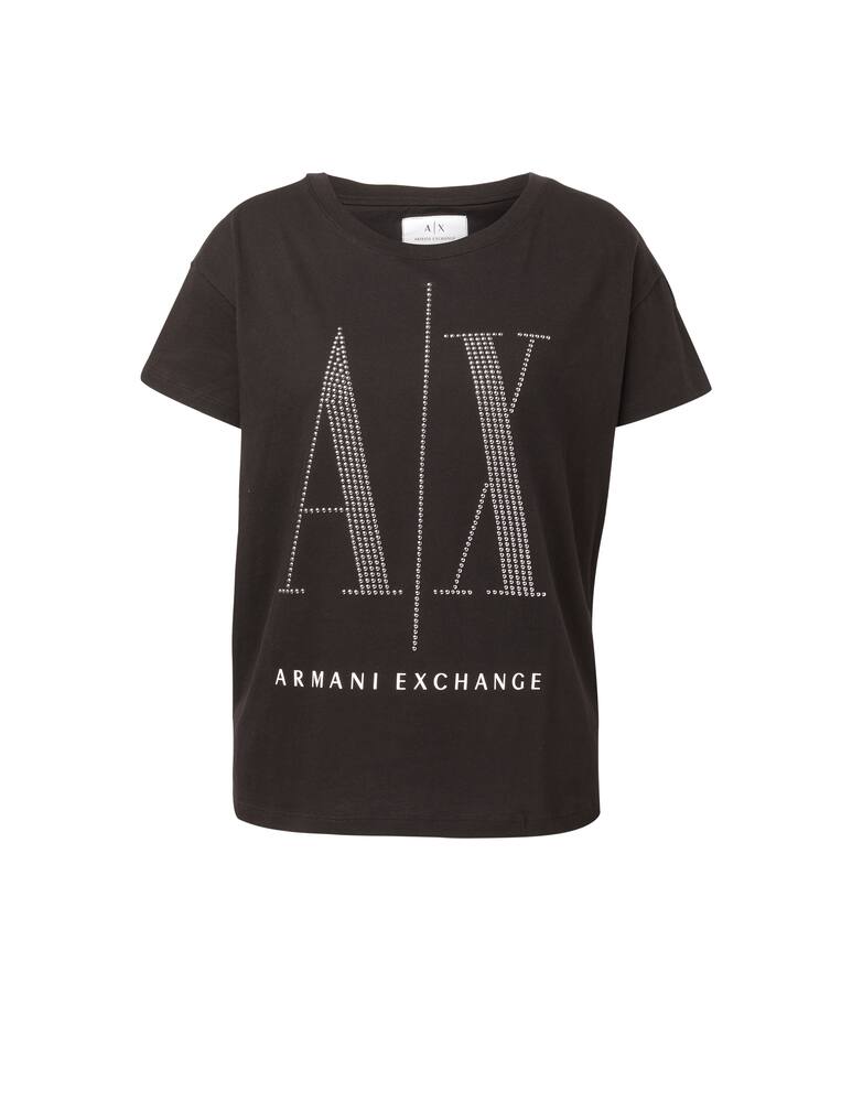 rinascente Armani Exchange Icon cotton t-shirt with studs - black
